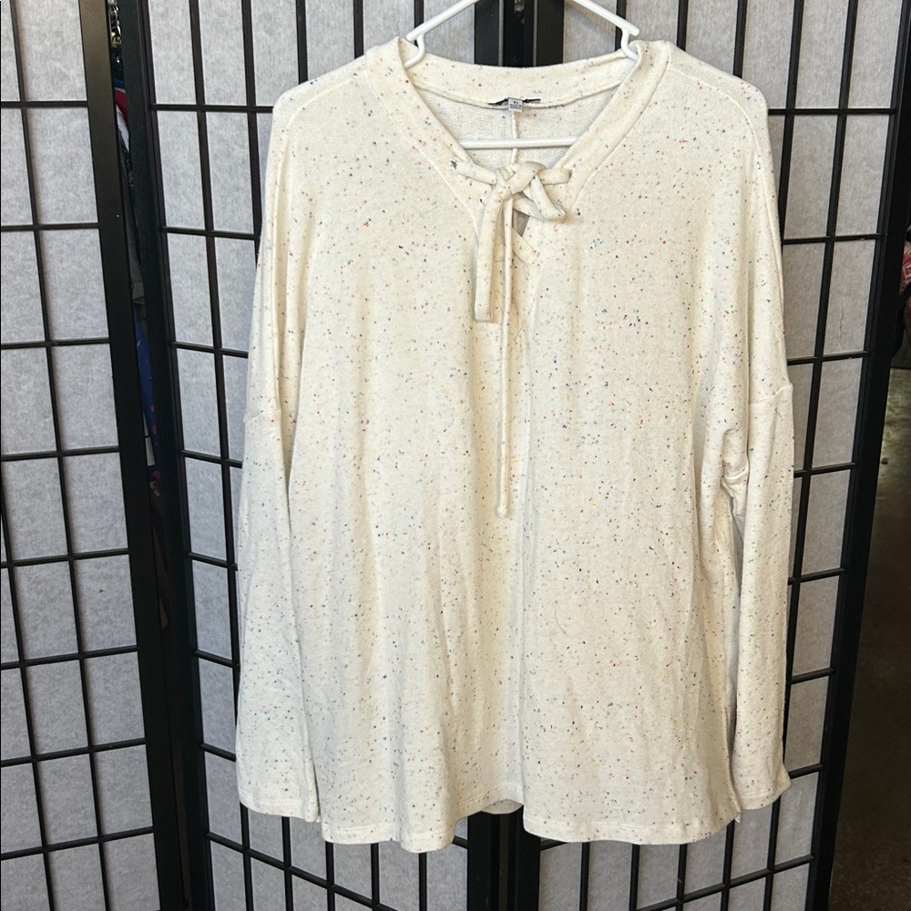 Cream Speckled Long Sleeve Top
